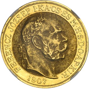 François-Joseph Ier (1848-1916). 100 korona, 40e anniversaire du couronnement à Budapest 1907, KB, Kremnitz (Körmöcbánya).