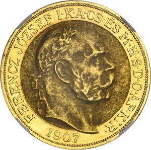Franz Josef I (1848-1916). 100 korona, 40th anniversary of the coronation in Budapest 1907, KB, Kremnitz (Körmöcbánya).