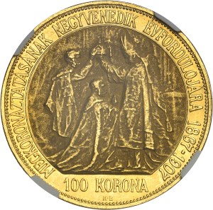 Franz Josef I (1848-1916). 100 korona, 40th anniversary of the coronation in Budapest 1907, KB, Kremnitz (Körmöcbánya).