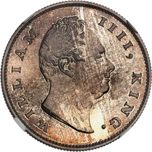 William IV (1830-1837). Roupie (one rupee), Flan bruni (PROOF) 1835 [restrike], Calcutta.