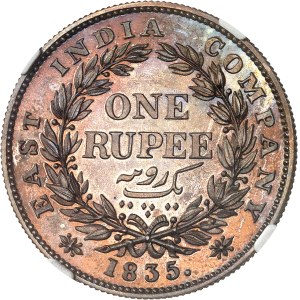 Guillaume IV (1830-1837). Roupie (one rupee), Flan bruni (PROOF) 1835 [restrike], Calcutta.