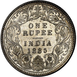 Victoria (1837-1901). Roupie 1885, C, Calcutta.