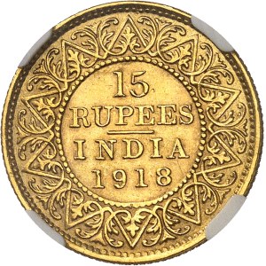 Georges V (1910-1936). 15 roupies 1918, Bombay.