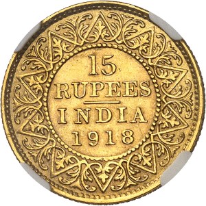 Georges V (1910-1936). 15 rupees 1918, Bombay.