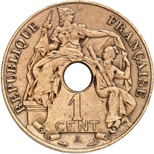 IIIe République (1870-1940). Test piece for 1 cent, bronze, matt blank 1908, A, Paris.