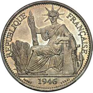 Gouvernement provisoire de la République française (1944-1946). Essai de 50 cent(ièmes) en bronze de nickel, Frappe spéciale (SP) 1946, Paris.