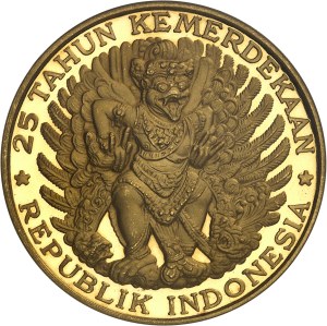 Republic (1949- ). 20000 rupiah 25th anniversary of independence, Flan bruni (PROOF) 1970, Paris ?