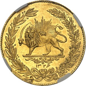 Mohammad Ali Shah Qadjar (1907-1909). Gold medal in the module of 5 tomans, award for value AH 1326 (1908), Tehran.