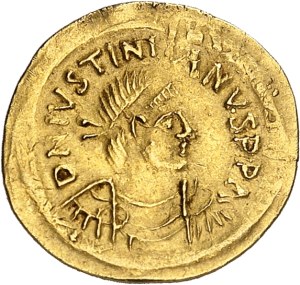 Ostrogoths, Athalaric, Theodat or Vitiges (526-540). Tremissis in the name of Justinian I ND (c.530-540), Rome ?