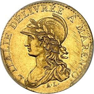 Gaule subalpine (1800-1802). 20 francs Marengo An 10 (1802), Turin.