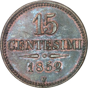 Lombardy-Venetia, Franz Joseph I (1849-1866). 15 centesimi 1852, V, Venice.