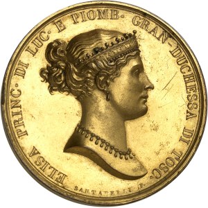 Lucques, Elisa Bonaparte et Felix Baciocchi (1805-1814). Médaille, nomination d’Elisa Bonaparte comme Grande-Duchesse de Toscane, par Santarelli ND (1809).