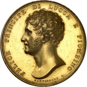 Lucques, Elisa Bonaparte et Felix Baciocchi (1805-1814). Médaille, nomination d’Elisa Bonaparte comme Grande-Duchesse de Toscane, par Santarelli ND (1809).
