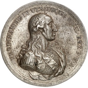 Naples et Sicile, Ferdinand IV (1759-1816). Médaille, Votes publics pour le retour du Roi à Naples, par D. Perger 1799, Naples.