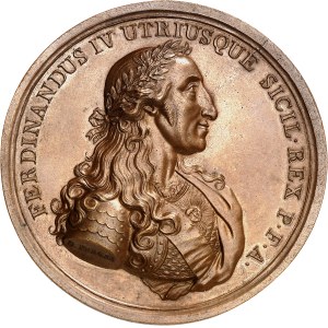 Naples et Sicile, Ferdinand IV (1759-1816). Médaille, Annonce de l’arrivée du Roi à Naples, par D. Perger 1801, Naples.