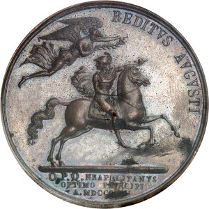 Naples, Joachim Murat (1808-1815). Medal, Joachim Murat's return to Naples, by Antonio Canova 1813, Naples.