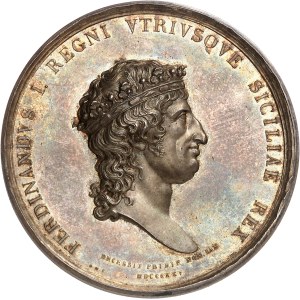 Naples, Ferdinand IV (1815-1816). Médaille, mort du Roi Ferdinand I (IV) de Bourbon, par V. Catenacci 1825, Naples.