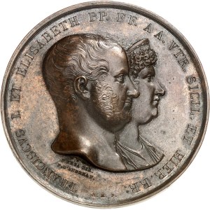 Naples et Deux-Siciles, François Ier (1825-1830). Médaille, retour de la famille royale de son voyage en France, par V. Catenacci 1830, Naples.