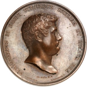 Naples et Deux-Siciles, Ferdinand II (1830-1859). Médaille, accession au trône de Ferdinand II de Bourbon, par V. Catenacci 1830, Naples.