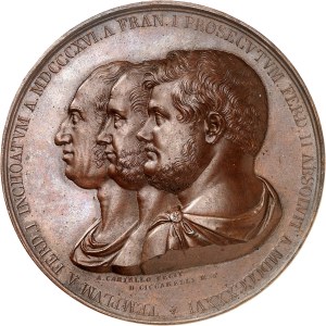 Naples et Deux-Siciles, Ferdinand II (1830-1859). Médaille, achèvement de la Basilique Saint François de Paule, par A. Cariello et T. Vernucci 1836, Naples.