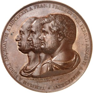 Naples et Deux-Siciles, Ferdinand II (1830-1859). Médaille, achèvement de la Basilique Saint François de Paule, par A. Cariello et T. Vernucci 1836, Naples.