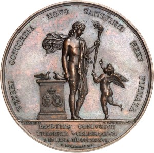 Naples and Two Sicilies, Ferdinand II (1830-1859). Medal, second marriage of Ferdinand II of Bourbon to Maria Theresa of Austria by F. D'Andrea and L. Arnaud 1837, Naples.