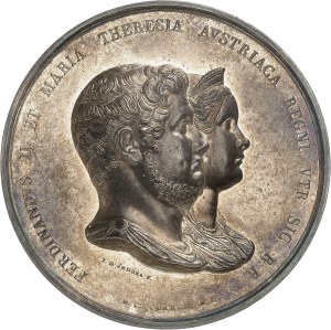Naples and Two Sicilies, Ferdinand II (1830-1859). Medal, second marriage of Ferdinand II of Bourbon to Maria Theresa of Austria by F. D'Andrea and L. Arnaud 1837, Naples.
