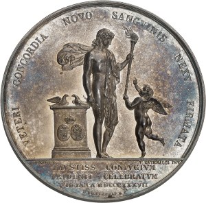 Naples and Two Sicilies, Ferdinand II (1830-1859). Medal, second marriage of Ferdinand II of Bourbon to Maria Theresa of Austria by F. D'Andrea and L. Arnaud 1837, Naples.
