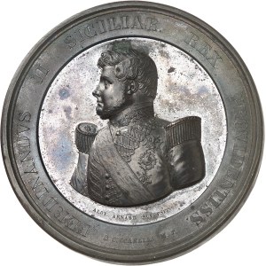 Naples et Deux-Siciles, Ferdinand II (1830-1859). Médaille, inauguration de la ligne ferroviaire Naples-Caserte-Capoue, par A. Arnaud 1846, Naples.