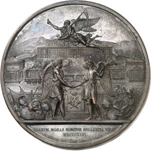 Naples et Deux-Siciles, Ferdinand II (1830-1859). Médaille, inauguration de la ligne ferroviaire Naples-Caserte-Capoue, par A. Arnaud 1846, Naples.