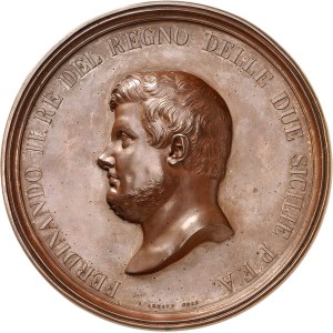 Naples et Deux-Siciles, Ferdinand II (1830-1859). Médaille (galvanotypies fermées), inauguration du télégraphe électrique, par L. Arnaud 1852, Naples.