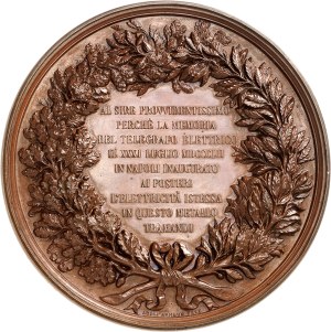 Naples and Two Sicilies, Ferdinand II (1830-1859). Medal (galvanotypes closed), inauguration of the electric telegraph, by L. Arnaud 1852, Naples.