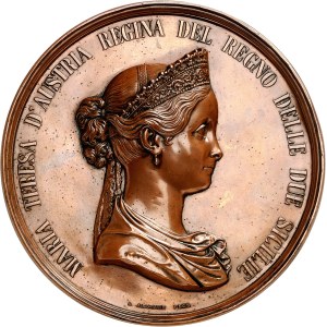Naples et Deux-Siciles, Ferdinand II (1830-1859). Médaille (galvanotypies fermées), hommage à la Reine Marie-Thérèse, par L. Arnaud 1858, Naples.