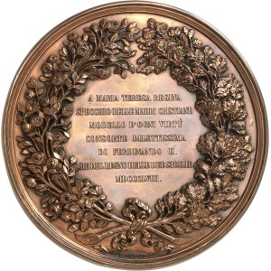 Naples et Deux-Siciles, Ferdinand II (1830-1859). Médaille (galvanotypies fermées), hommage à la Reine Marie-Thérèse, par L. Arnaud 1858, Naples.