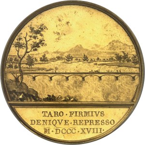 Parma, Maria Luigia (1815-1847). Gold medal, construction of the bridge over the Taro river, by G. A. Santarelli, Special strike (SP) 1818, Florence.