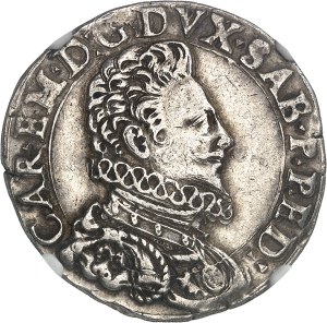 Savoy, Charles Emmanuel I (1580-1630). Half-ducaton, 1st type 1591, T, Turin.
