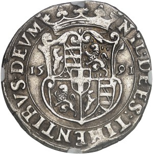 Savoy, Charles Emmanuel I (1580-1630). Half-ducaton, 1st type 1591, T, Turin.