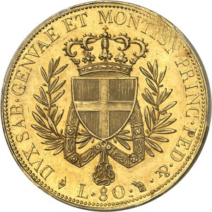 Savoie-Sardaigne, Victor-Emmanuel Ier (1814-1821). 80 lire 1821 L, Tête d’aigle, Turin.