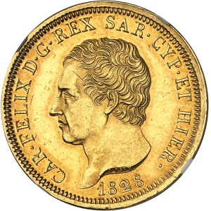 Savoie-Sardaigne, Charles-Félix (1821-1831). 80 lire 1828 L, Tête d’aigle, Turin.