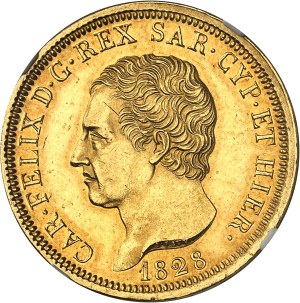 Savoy-Sardinia, Charles-Felix (1821-1831). 80 lira 1828 L, Eagle head, Turin.