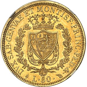 Savoie-Sardaigne, Charles-Félix (1821-1831). 80 lire 1828 L, Tête d’aigle, Turin.