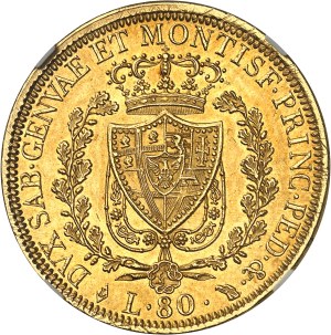 Savoy-Sardinia, Charles-Felix (1821-1831). 80 lira 1828 L, Eagle head, Turin.