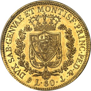 Savoy-Sardinia, Charles-Felix (1821-1831). 80 lira 1830, anchor, Genoa.