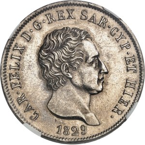 Savoie-Sardaigne, Charles-Félix (1821-1831). 5 lire 1829, ancre, Gênes.