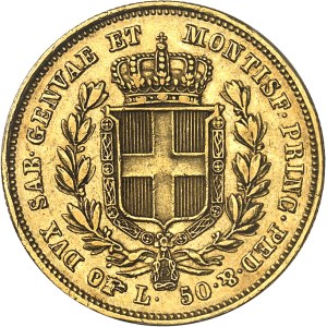 Savoie-Sardaigne, Charles-Albert (1831-1849). 50 lire 1836, Tête d’aigle, Turin.