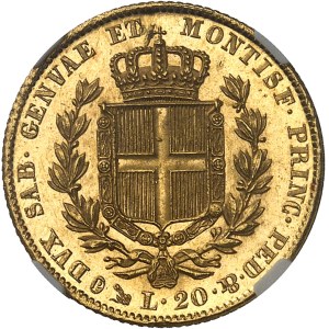 Savoie-Sardaigne, Charles-Albert (1831-1849). 20 lire 1838, ancre, Gênes.