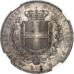 Savoie-Sardaigne, Victor-Emmanuel II (1849-1861). 5 lire 1860, Tête d’aigle, Turin.