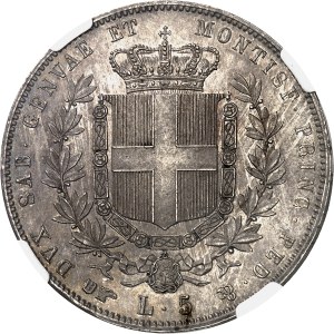 Savoy-Sardinia, Victor-Emmanuel II (1849-1861). 5 lire 1860, Eagle head, Turin.