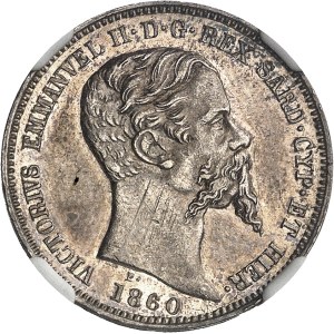 Savoie-Sardaigne, Victor-Emmanuel II (1849-1861). 1 lire 1860, M, Milan.