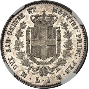 Savoie-Sardaigne, Victor-Emmanuel II (1849-1861). 1 lire 1860, M, Milan.